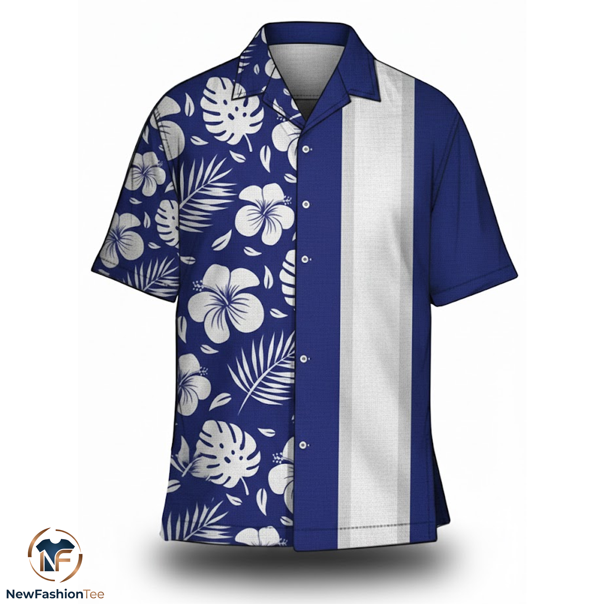 Blue and White Hibiscus Hawaiian Shirt 9 Blue and White Hibiscus Hawaiian Shirt