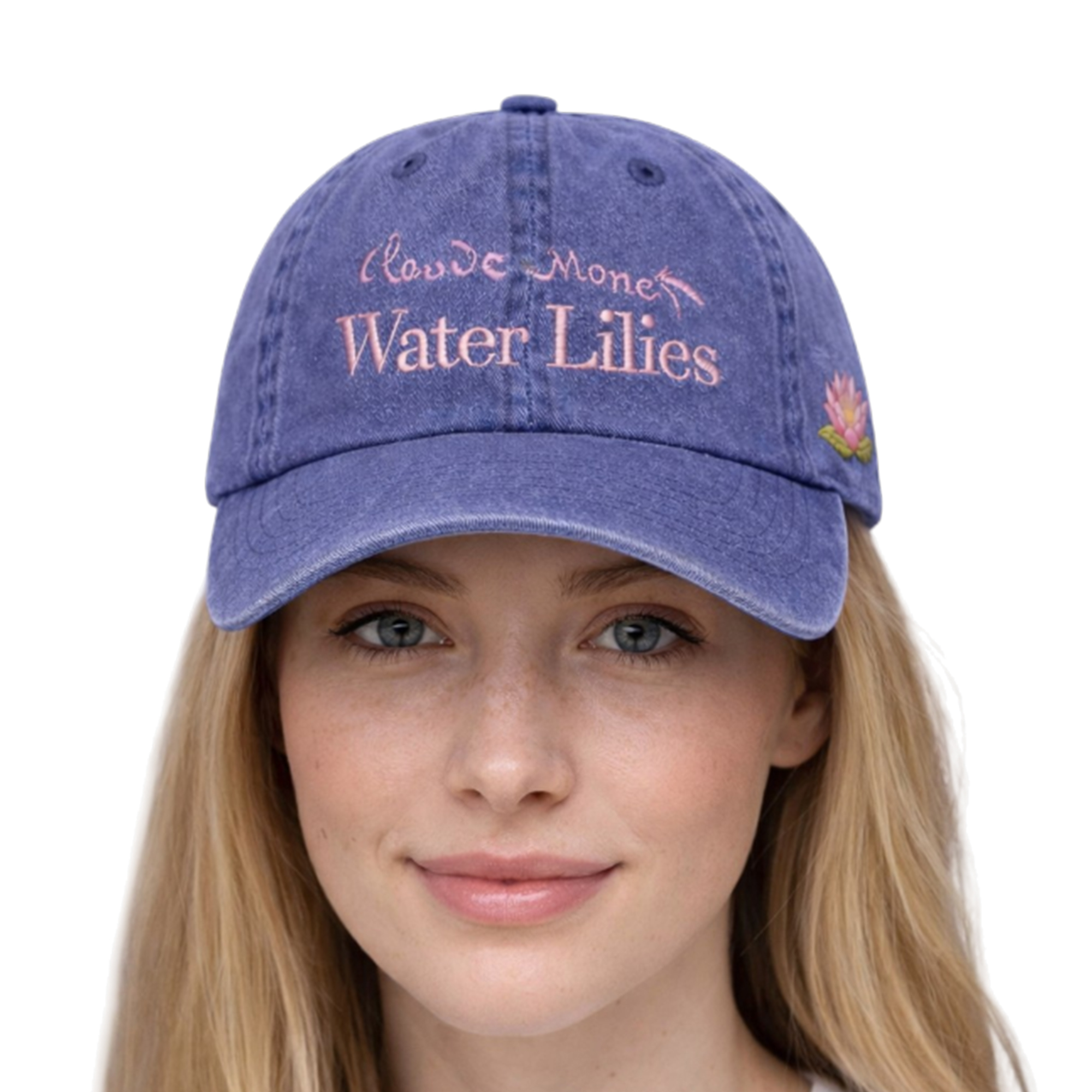 Claude Monet Water Lilies Embroidery Hat 2 Claude Monet Water Lilies Embroidery Hat - Image 2