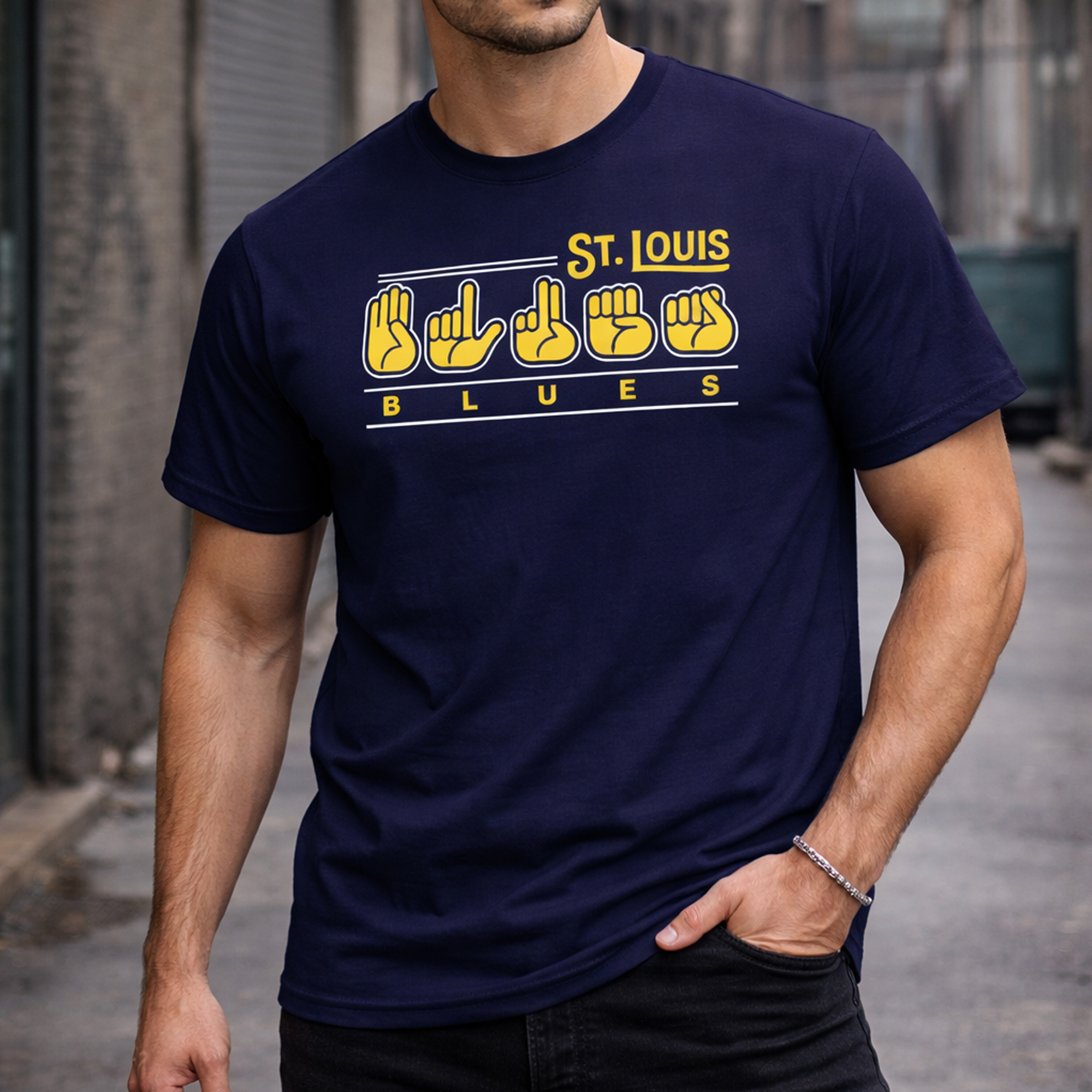 STL Blues ASL Awareness American Sign Language Shirt 2 STL Blues ASL Awareness American Sign Language Shirt - Image 2