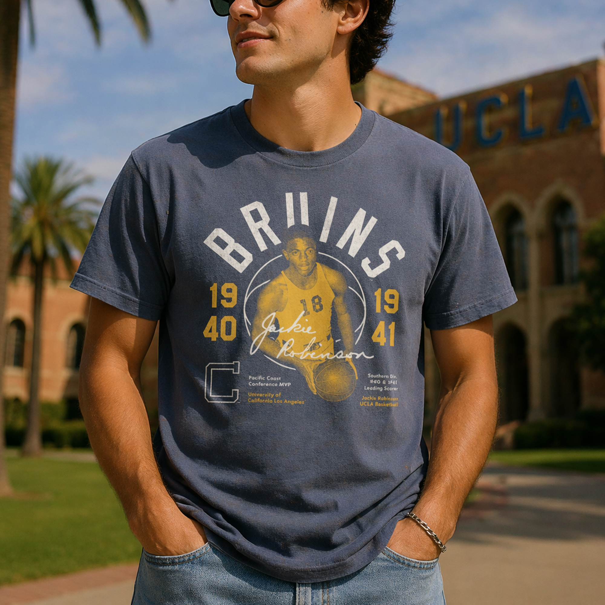 UCLA Jackie Robinson Basketball Vintage Shirt 2 UCLA Jackie Robinson Basketball Vintage Shirt - Image 2