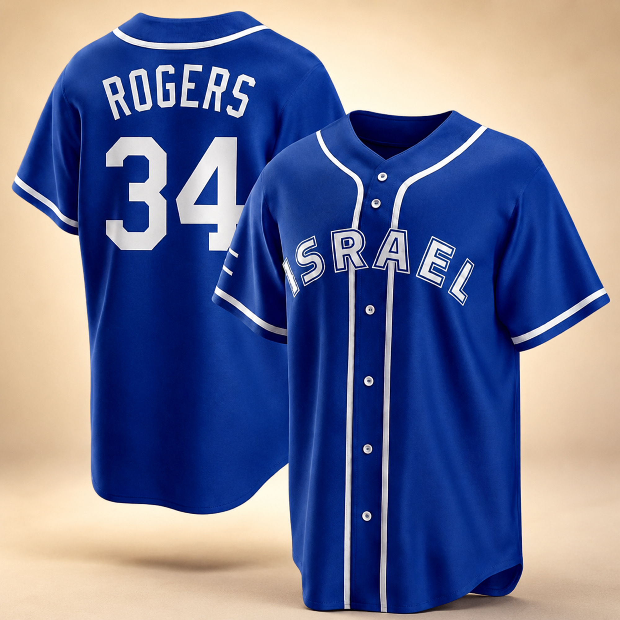 Israel Jake Rogers 34 Baseball Jersey 2 Israel Jake Rogers 34 Baseball Jersey - Image 2