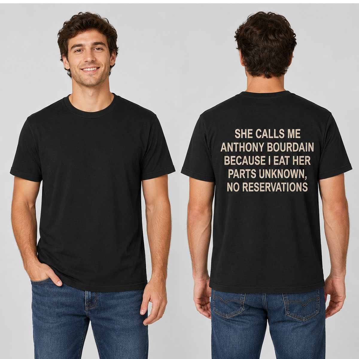 Anthony Bourdain Parts Unknown No Reservations Back Print Shirt 1 Anthony Bourdain Parts Unknown No Reservations Back Print Shirt