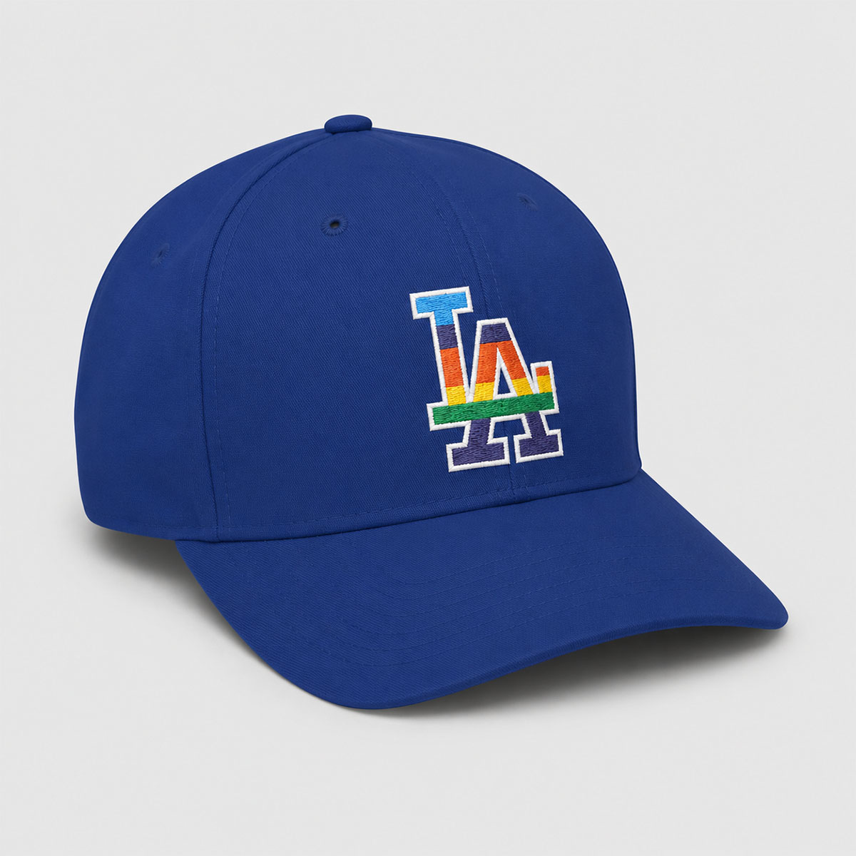 Blue Rainbow Pride LA Style Embroidered Cap 3 Blue Rainbow Pride LA Style Embroidered Cap - Image 3