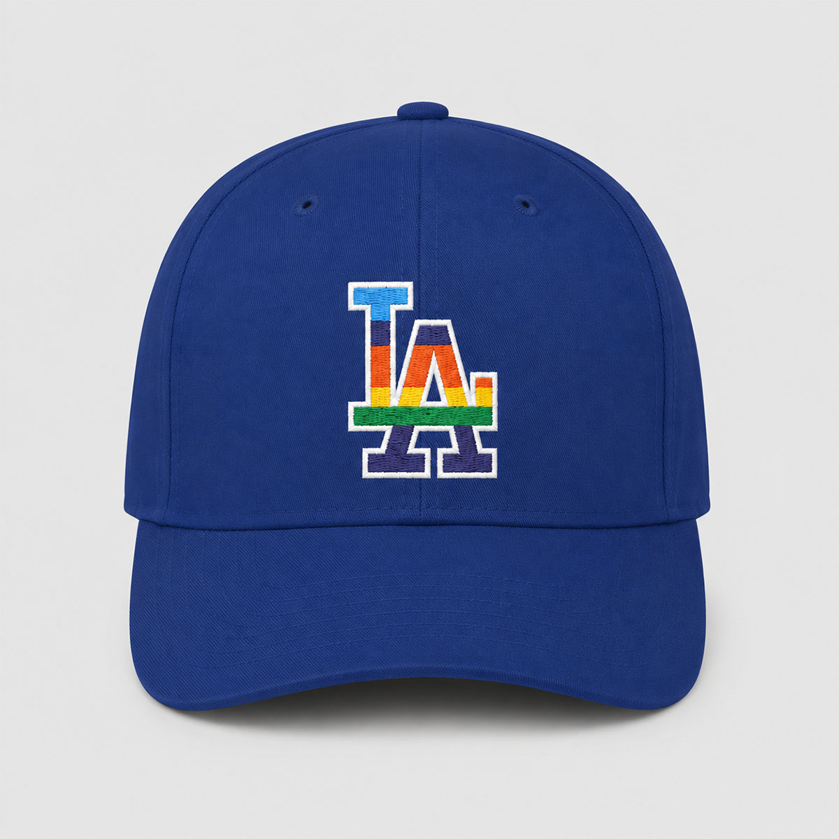 Blue Rainbow Pride LA Style Embroidered Cap 2 Blue Rainbow Pride LA Style Embroidered Cap - Image 2