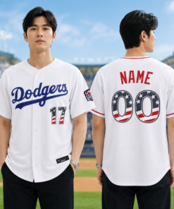 Dodger 4th Of July American Flag Baseball Jersey 3 Dodger 4th Of July American Flag Baseball Jersey 1
