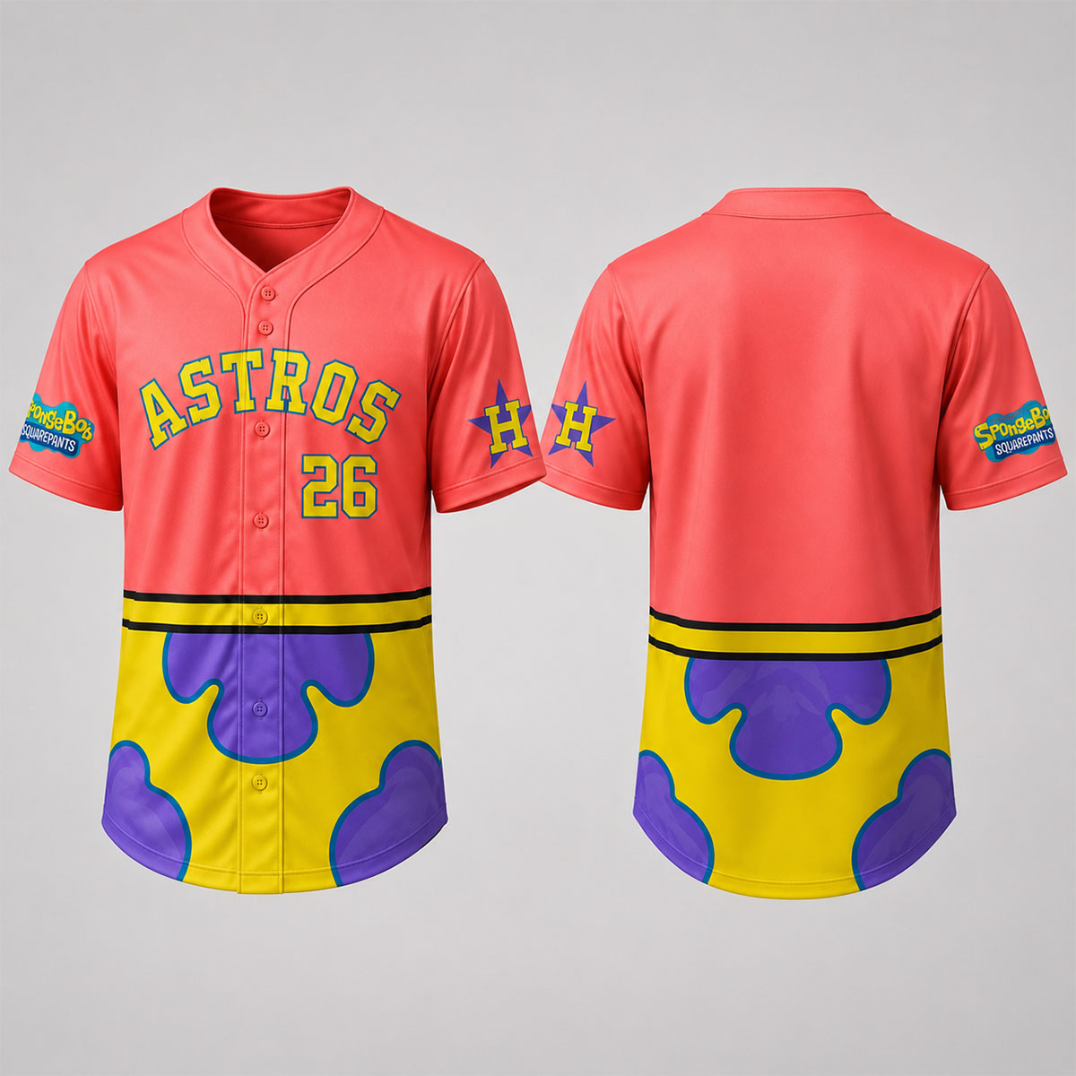 Houston SpongeBob Night 2026 Coral Jersey 2 Houston SpongeBob Night 2026 Coral Jersey - Image 2