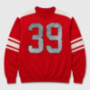 Zendaya Berlin 39 Red Varsity Sweatshirt 9 Zendaya Berlin 39 Red Varsity Sweatshirt