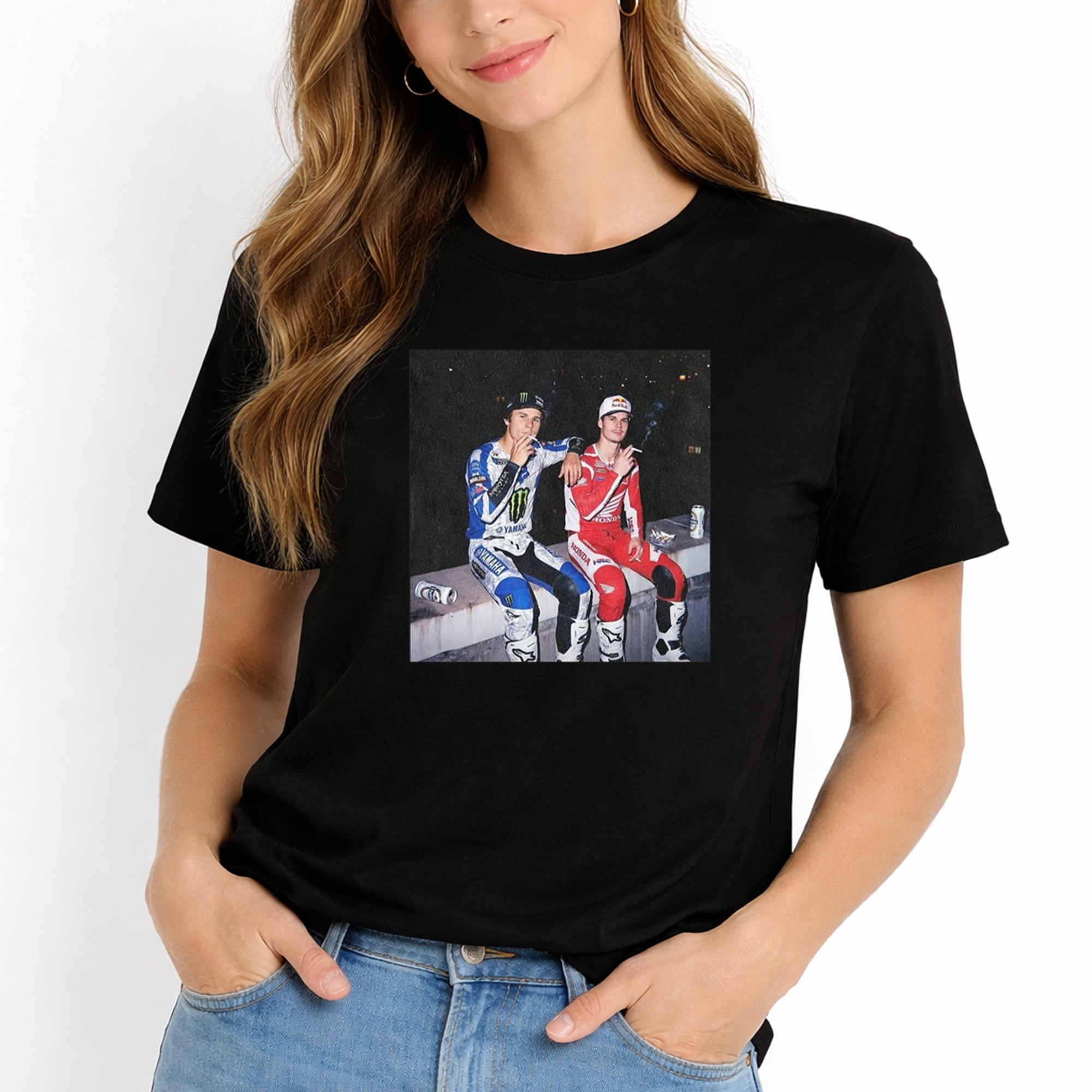 Valentino Rossi And Casey Stoner Smoking Shirt 3 Valentino Rossi And Casey Stoner Smoking Shirt - Image 3