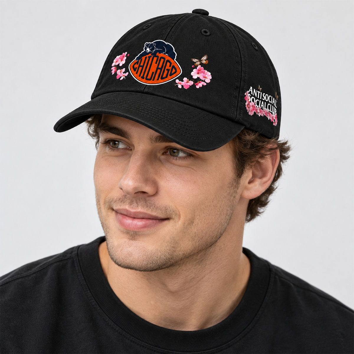 ASSC x Chicago Bears Cherry Blossom Embroidered Hat 3 ASSC x Chicago Bears Cherry Blossom Embroidered Hat - Image 3