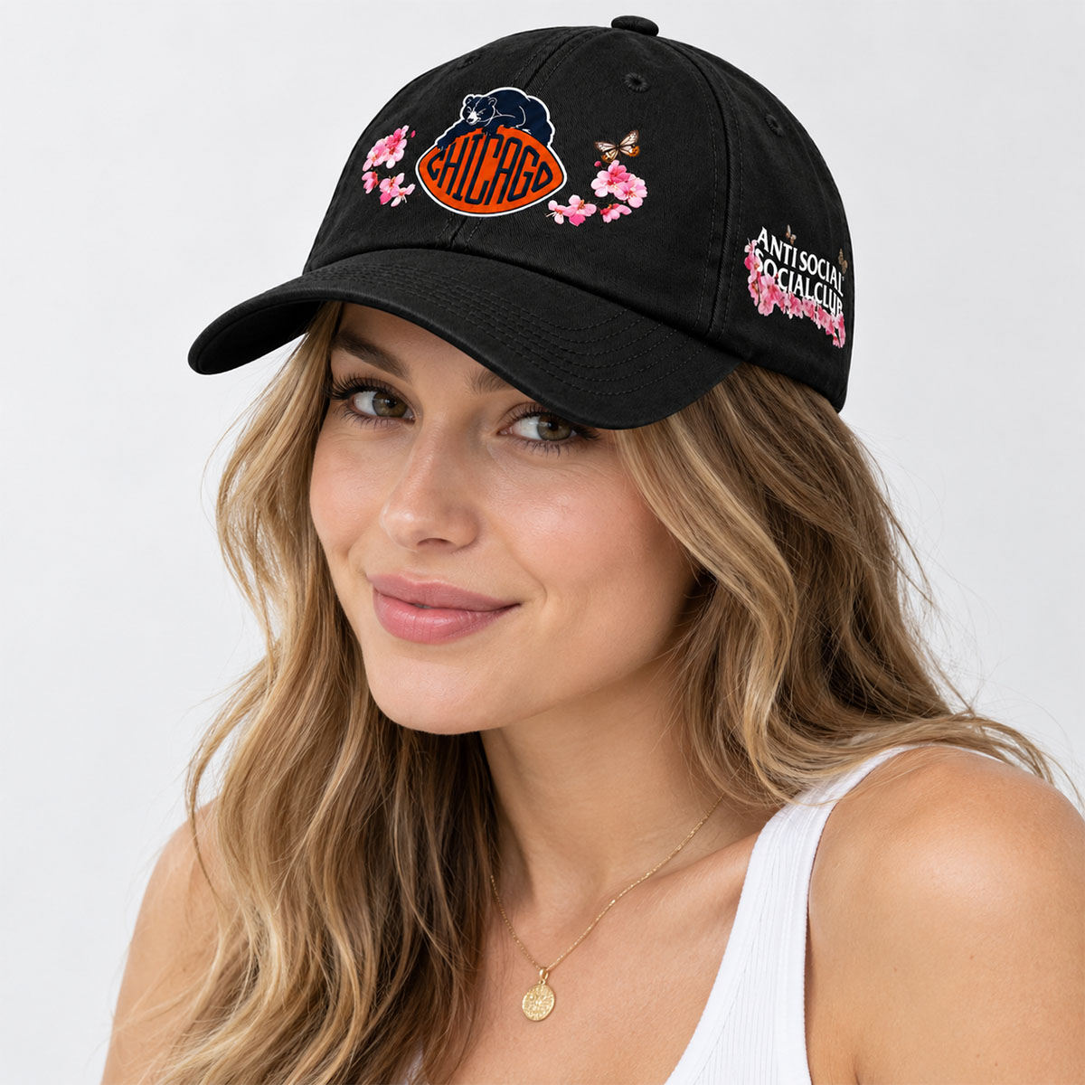 ASSC x Chicago Bears Cherry Blossom Embroidered Hat 1 ASSC x Chicago Bears Cherry Blossom Embroidered Hat