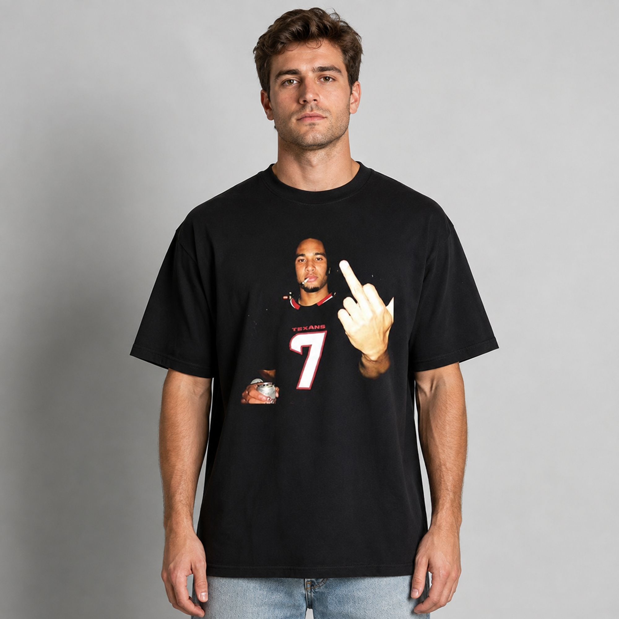 C J Stroud Smoking Finger Middle T-Shirts 2 C J Stroud Smoking Finger Middle T-Shirts - Image 2