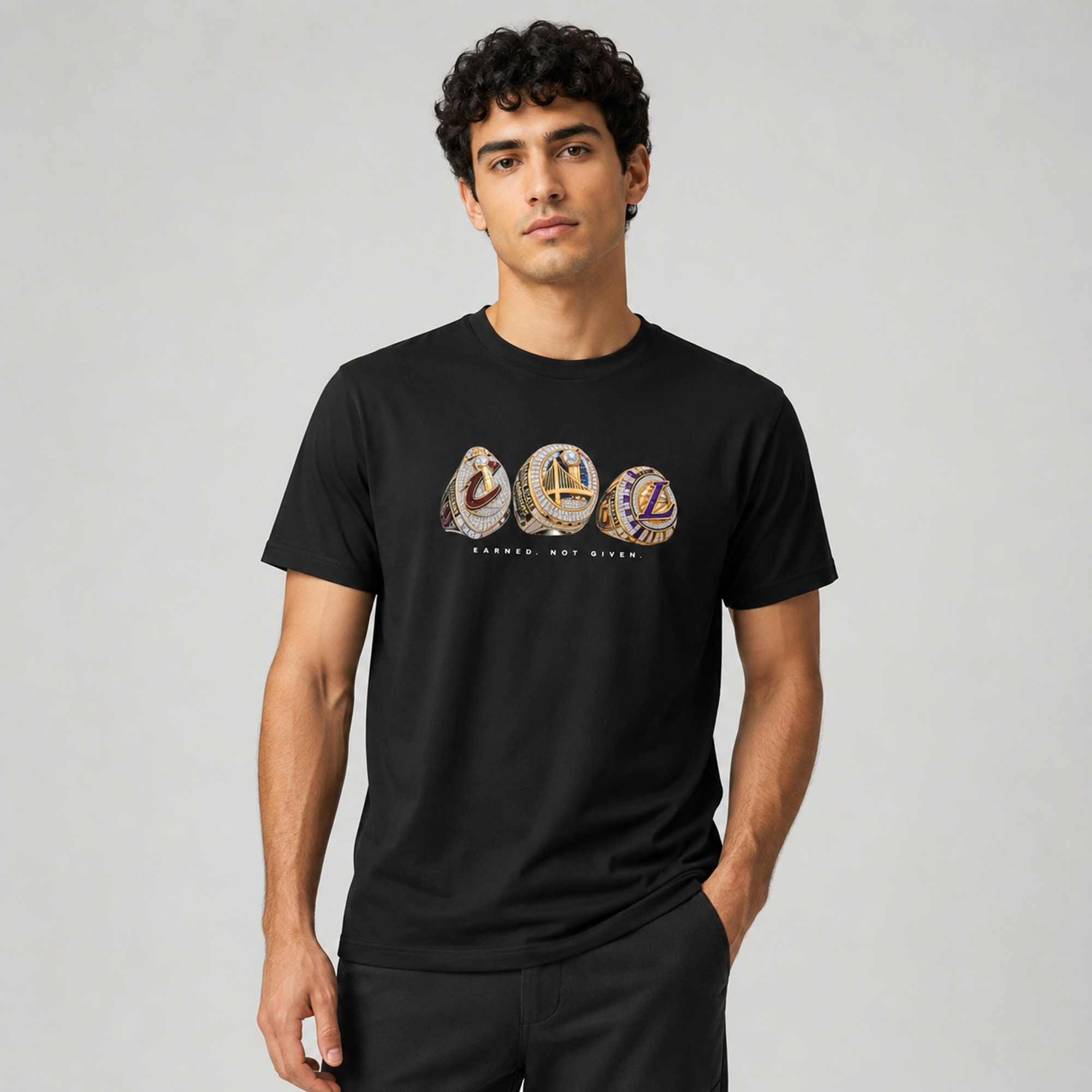Cavaliers Golden State LA Lakers Rings Earned Not Given T-Shirt 2 Cavaliers Golden State LA Lakers Rings Earned Not Given T-Shirt - Image 2