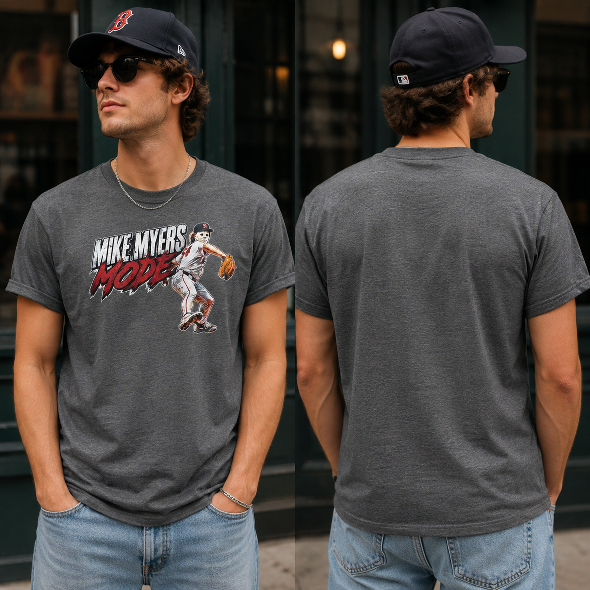 Mike Myers Mode Red Sox Halloween 2026 T-Shirt 2 Mike Myers Mode Red Sox Halloween 2026 T-Shirt - Image 2
