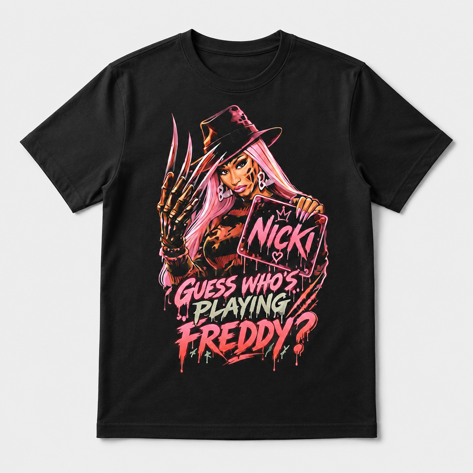 Nicki Minaj Guess Who's Playing Freddy T-Shirts 1 Nicki Minaj Guess Who's Playing Freddy T-Shirts